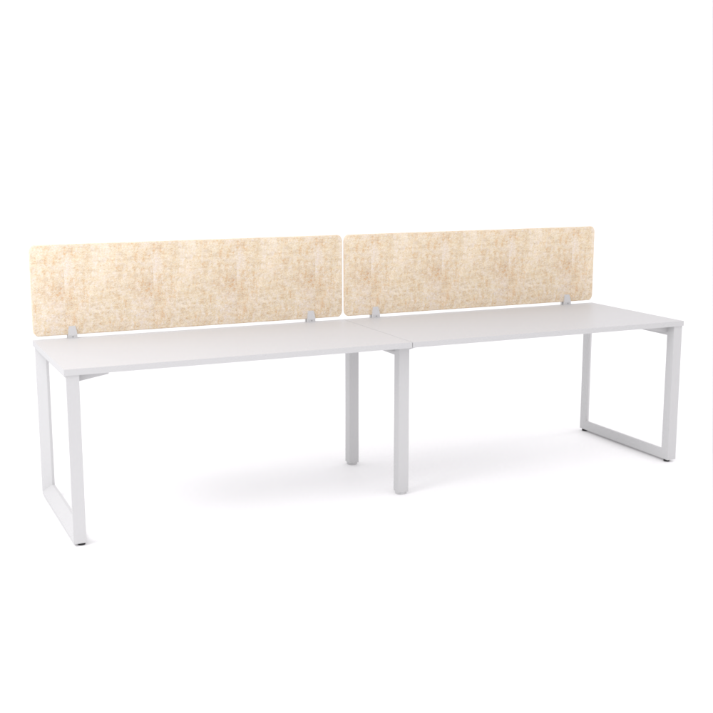 California Office Workstations (Loop Legs) 2-User Single-Sided Desk With AcoustiQ Screen (Natural Screen)