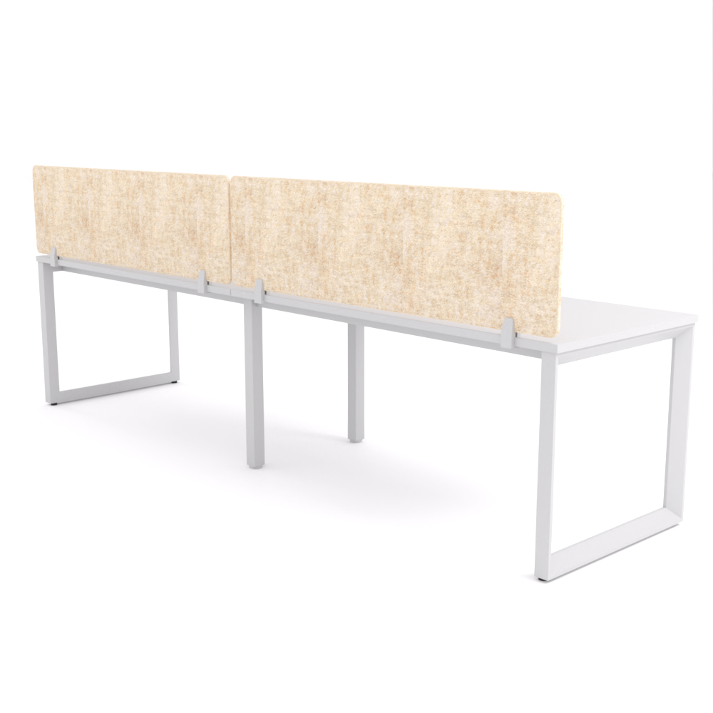 California Office Workstations (Loop Legs) 2-User Single-Sided Desk With AcoustiQ Screen (Natural Screen)