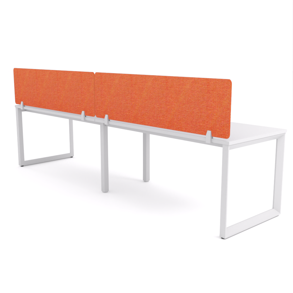 California Office Workstations (Loop Legs) 2-User Single-Sided Desk With AcoustiQ Screen (Orange Screen)