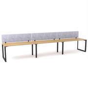 California Office Workstations (Loop Legs) 3-User Single-Sided Desk With AcoustiQ Screen (Marble Gray Screen)