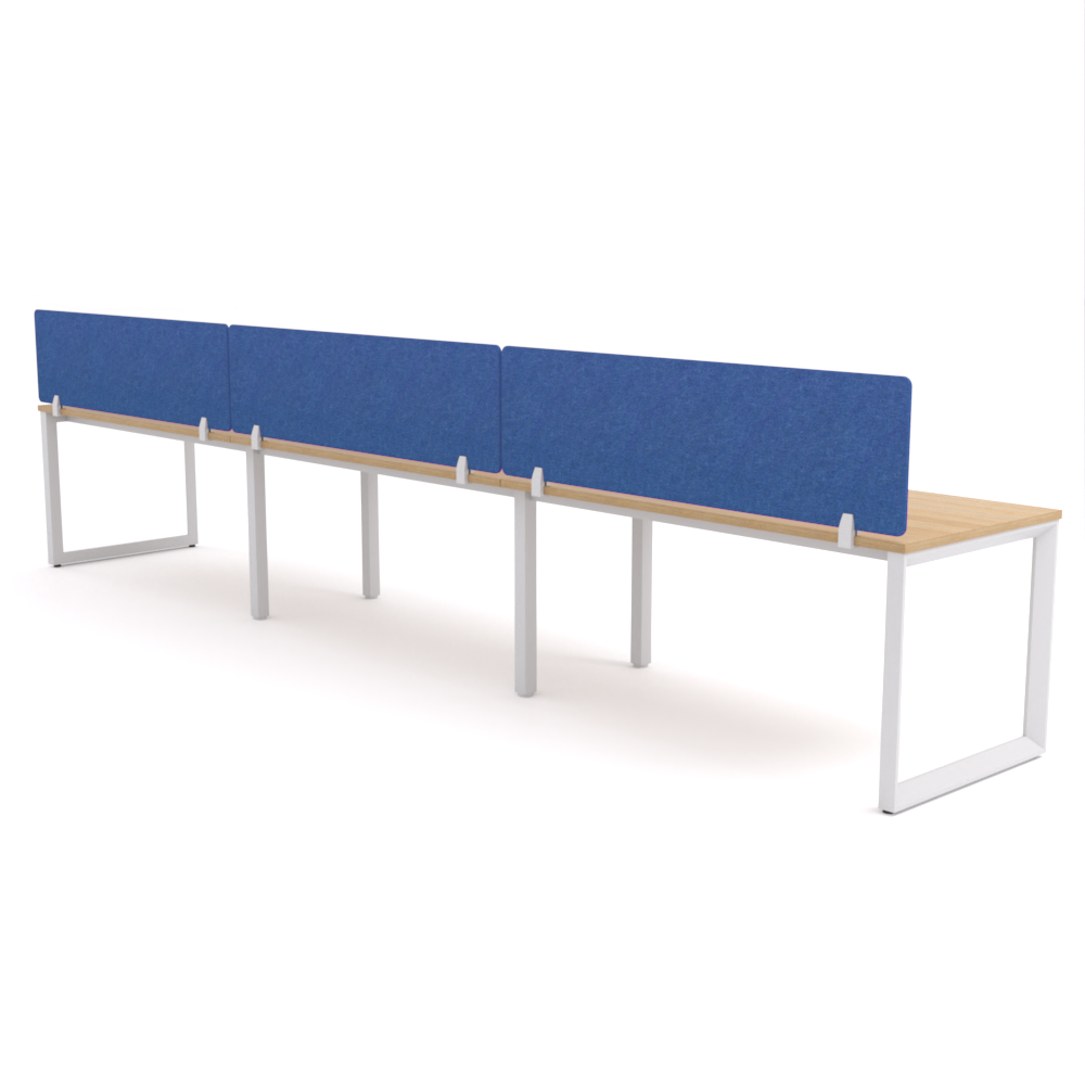 California Office Workstations (Loop Legs) 3-User Single-Sided Desk With AcoustiQ Screen (Cobalt Blue Screen)