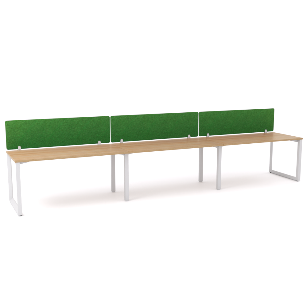 California Office Workstations (Loop Legs) 3-User Single-Sided Desk With AcoustiQ Screen (Green Screen)