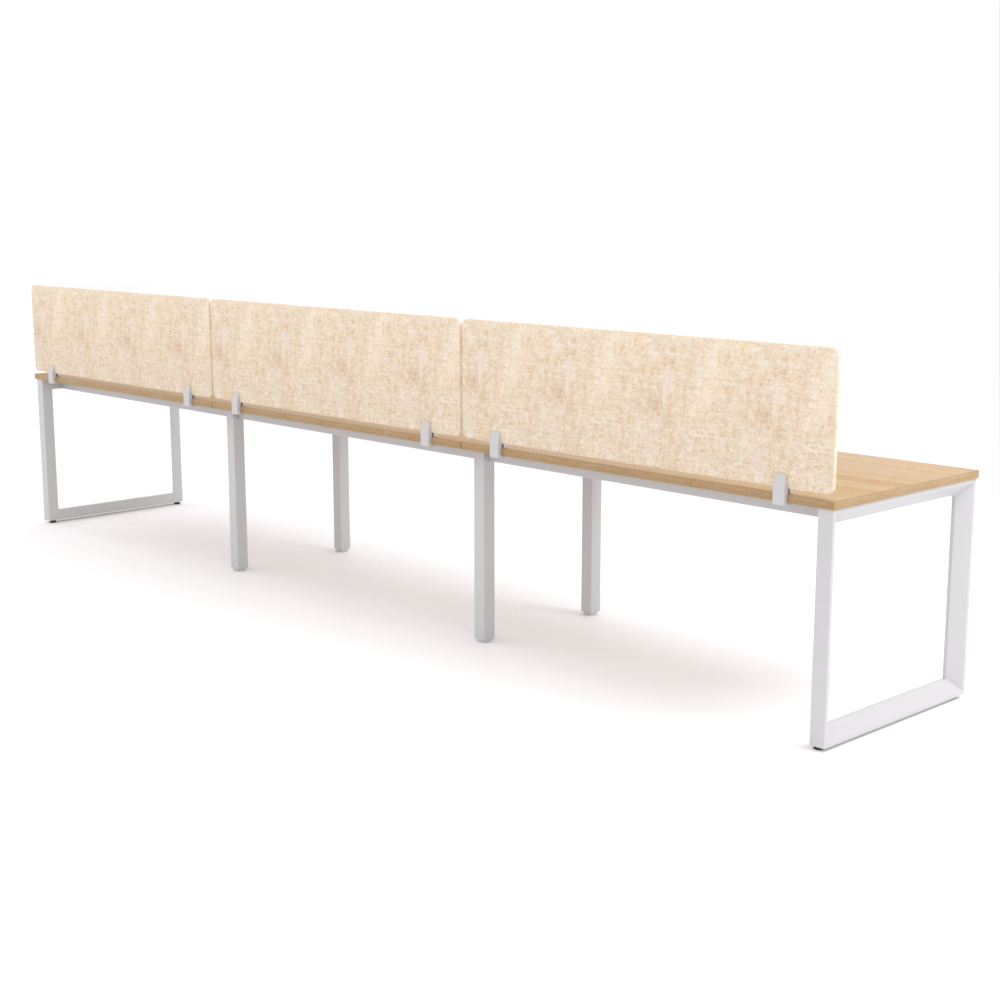 California Office Workstations (Loop Legs) 3-User Single-Sided Desk With AcoustiQ Screen (Natural Screen)