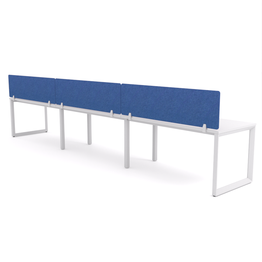 California Office Workstations (Loop Legs) 3-User Single-Sided Desk With AcoustiQ Screen (Cobalt Blue Screen)