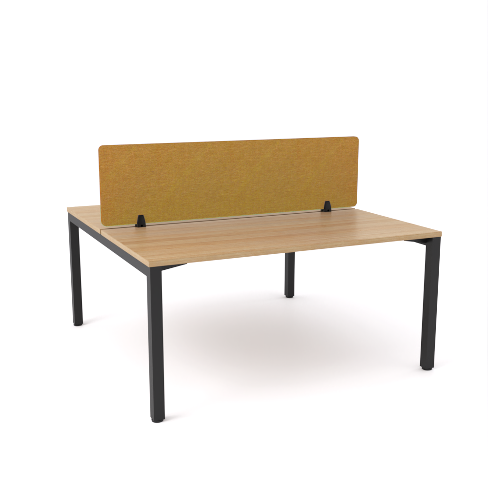 California Office Workstations (Straight Legs) 2-User Double-Sided Desk With AcoustiQ Screen (Golden Yellow Screen)