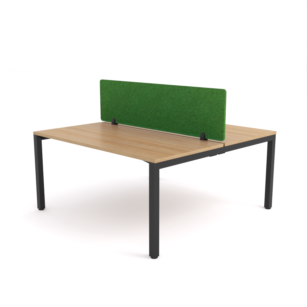 California Office Workstations (Straight Legs) 2-User Double-Sided Desk With AcoustiQ Screen (Green Screen)