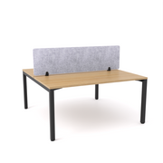 California Office Workstations (Straight Legs) 2-User Double-Sided Desk With AcoustiQ Screen (Marble Gray Screen)