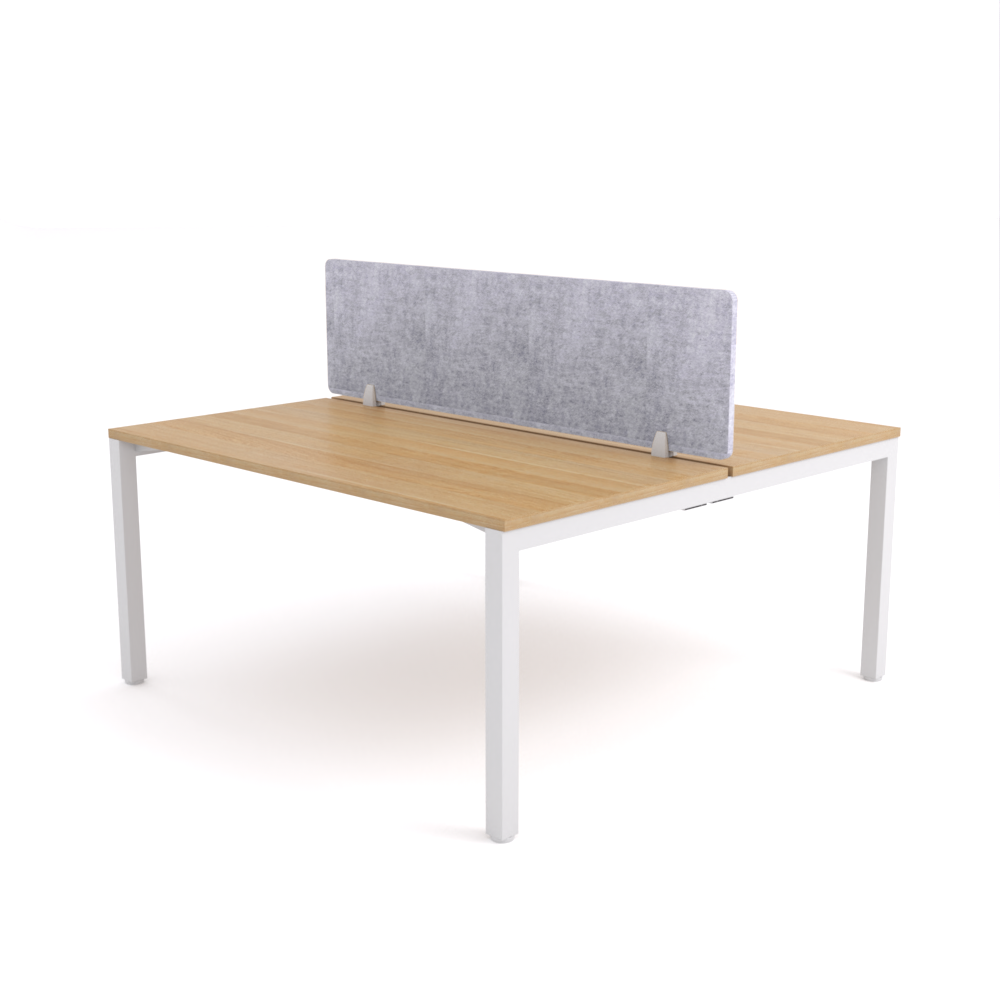 California Office Workstations (Straight Legs) 2-User Double-Sided Desk With AcoustiQ Screen (Marble Gray Screen)