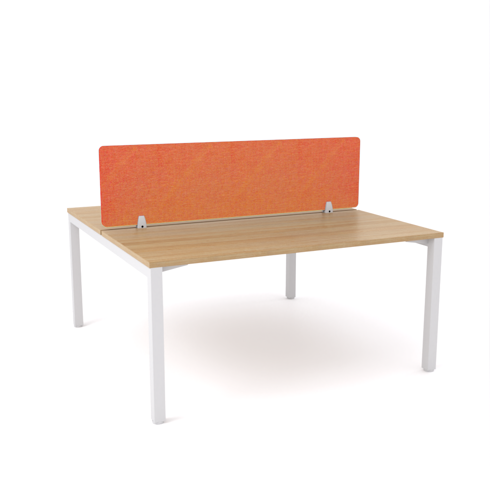 California Office Workstations (Straight Legs) 2-User Double-Sided Desk With AcoustiQ Screen (Orange Screen)