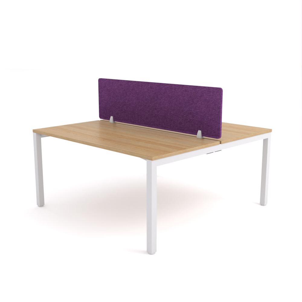 California Office Workstations (Straight Legs) 2-User Double-Sided Desk With AcoustiQ Screen (Purple Screen)