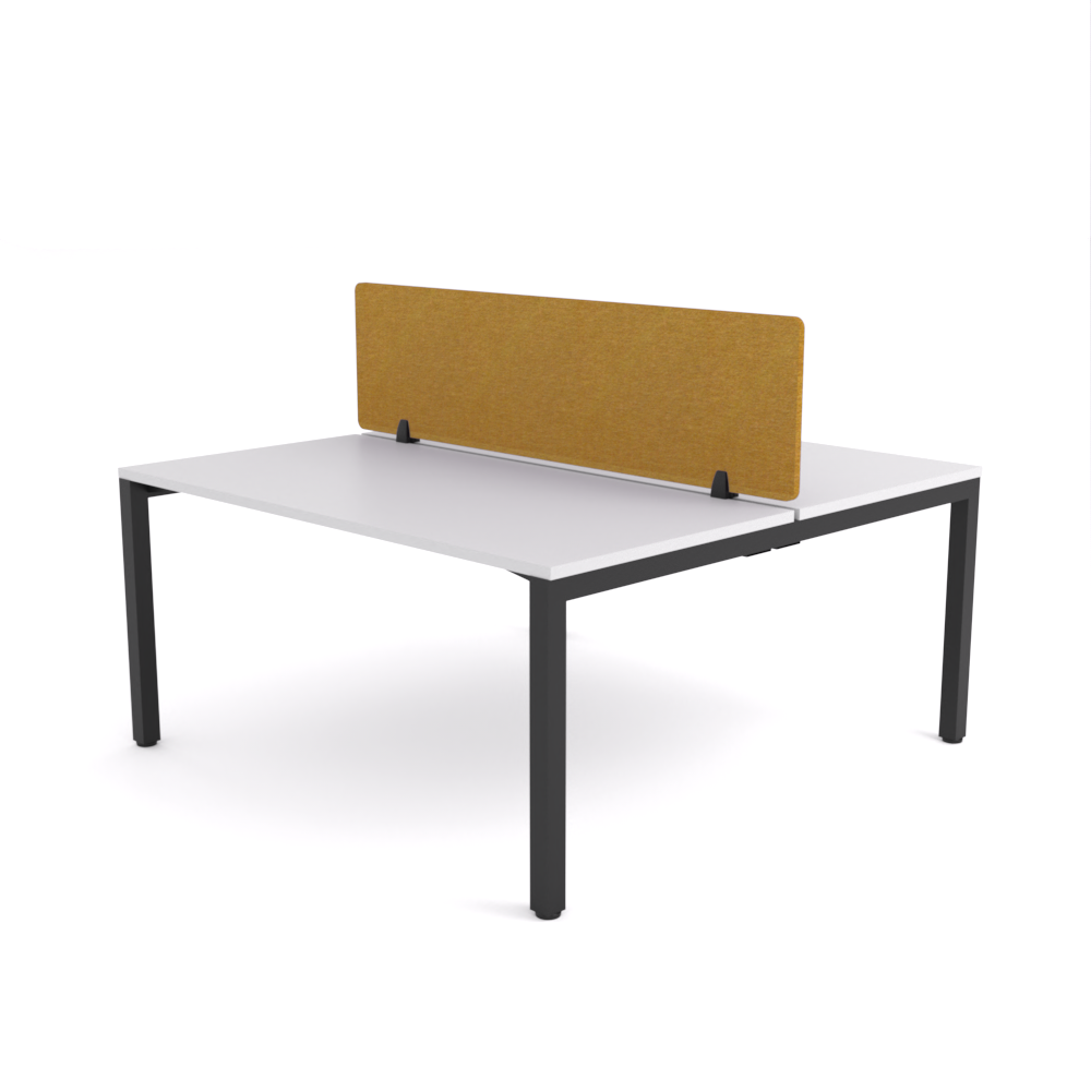 California Office Workstations (Straight Legs) 2-User Double-Sided Desk With AcoustiQ Screen (Golden Yellow Screen)