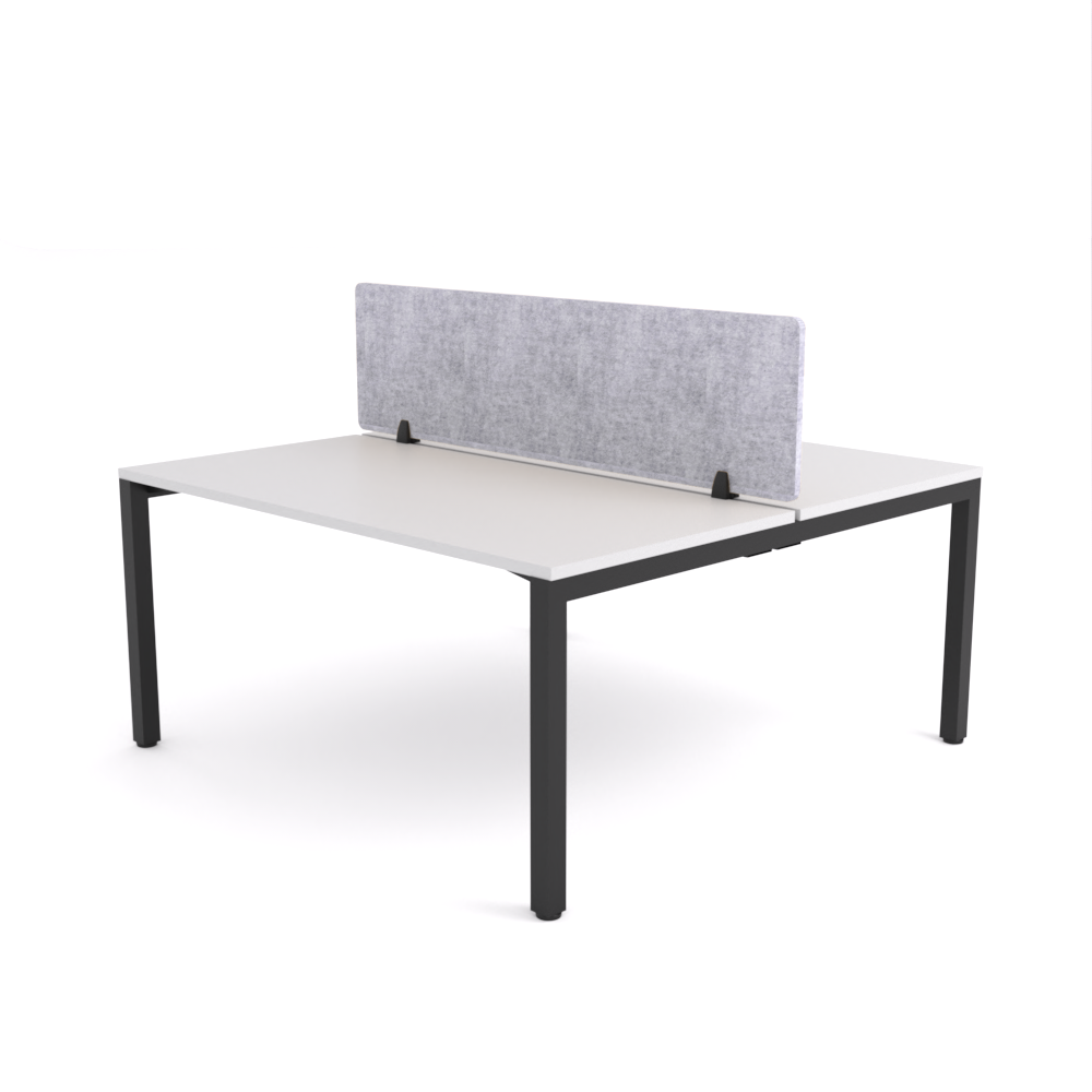 California Office Workstations (Straight Legs) 2-User Double-Sided Desk With AcoustiQ Screen (Marble Gray Screen)