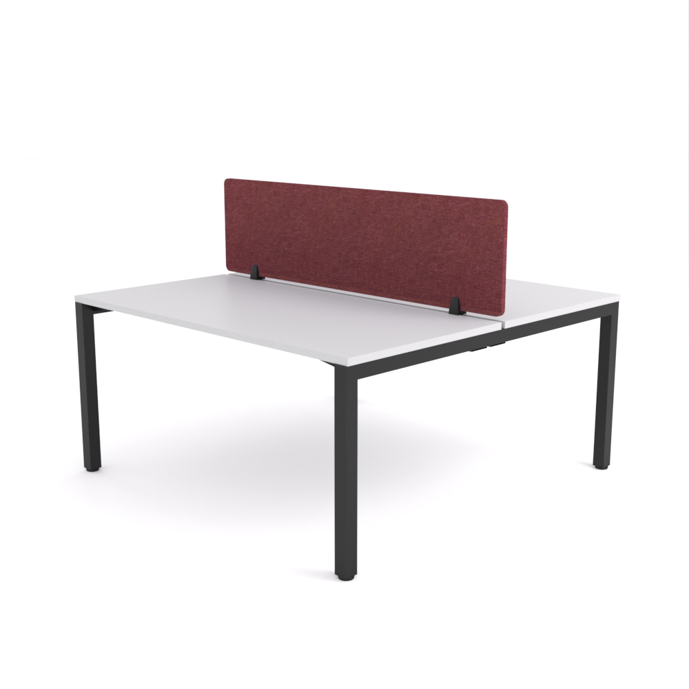 California Office Workstations (Straight Legs) 2-User Double-Sided Desk With AcoustiQ Screen (Maroon Screen)