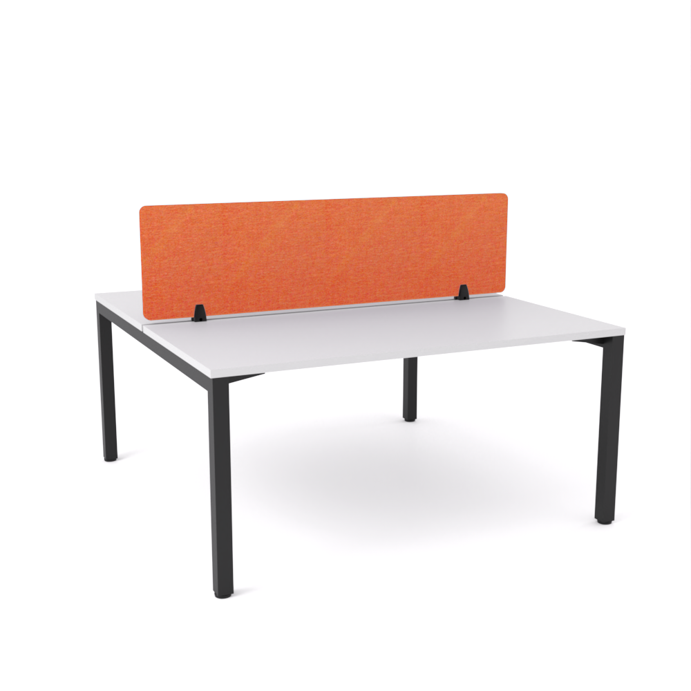 California Office Workstations (Straight Legs) 2-User Double-Sided Desk With AcoustiQ Screen (Orange Screen)