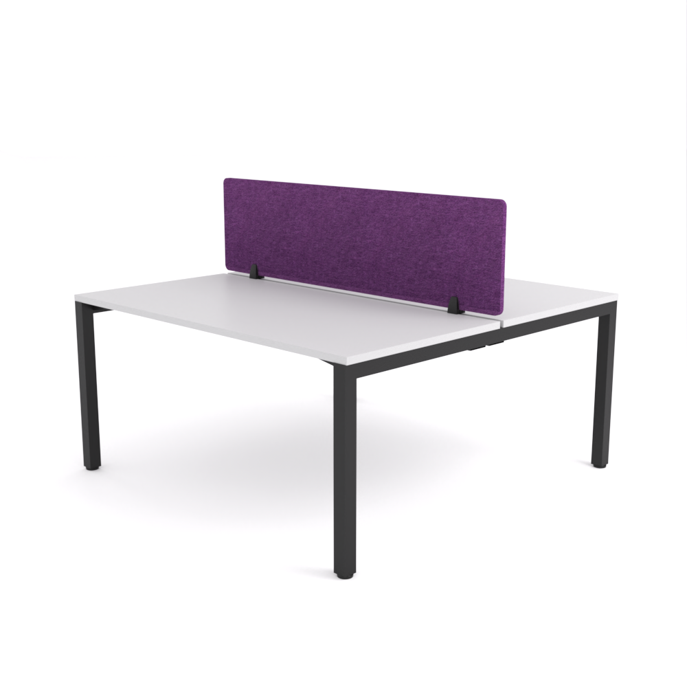 California Office Workstations (Straight Legs) 2-User Double-Sided Desk With AcoustiQ Screen (Purple Screen)