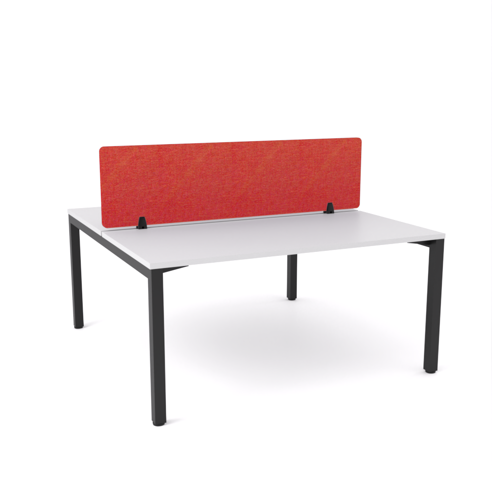 California Office Workstations (Straight Legs) 2-User Double-Sided Desk With Acoustic Screen (Red)
