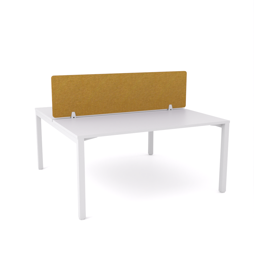 California Office Workstations (Straight Legs) 2-User Double-Sided Desk With AcoustiQ Screen (Golden Yellow Screen)
