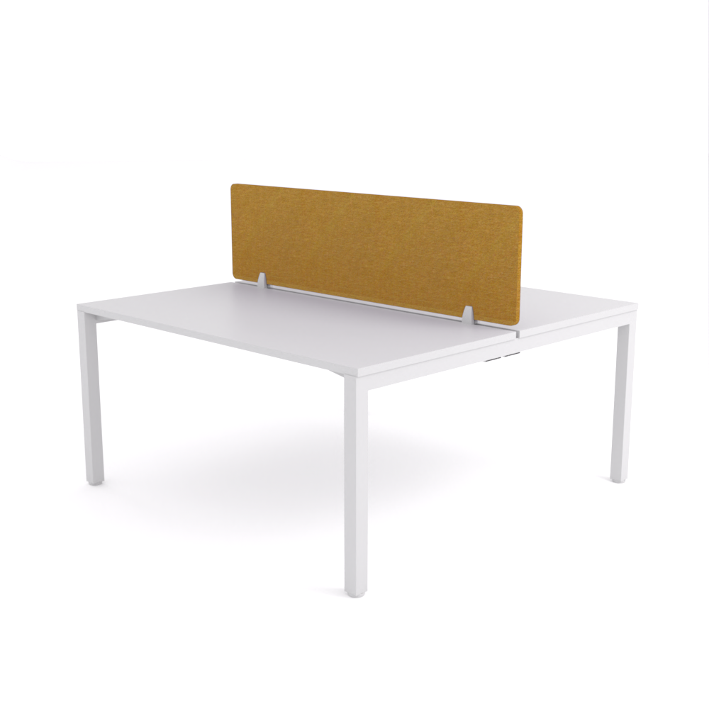 California Office Workstations (Straight Legs) 2-User Double-Sided Desk With AcoustiQ Screen (Golden Yellow Screen)