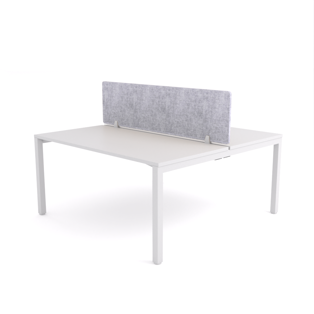 California Office Workstations (Straight Legs) 2-User Double-Sided Desk With AcoustiQ Screen (Marble Gray Screen)