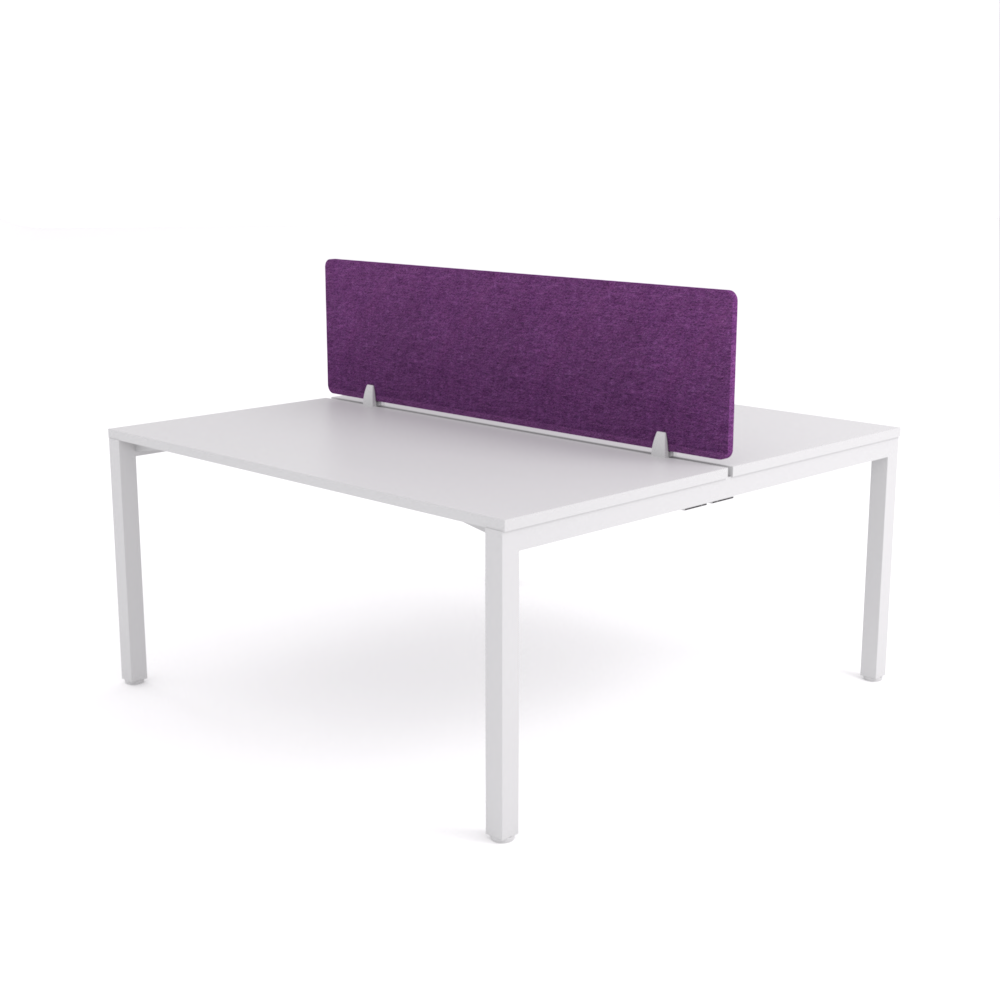 California Office Workstations (Straight Legs) 2-User Double-Sided Desk With AcoustiQ Screen (Purple Screen)
