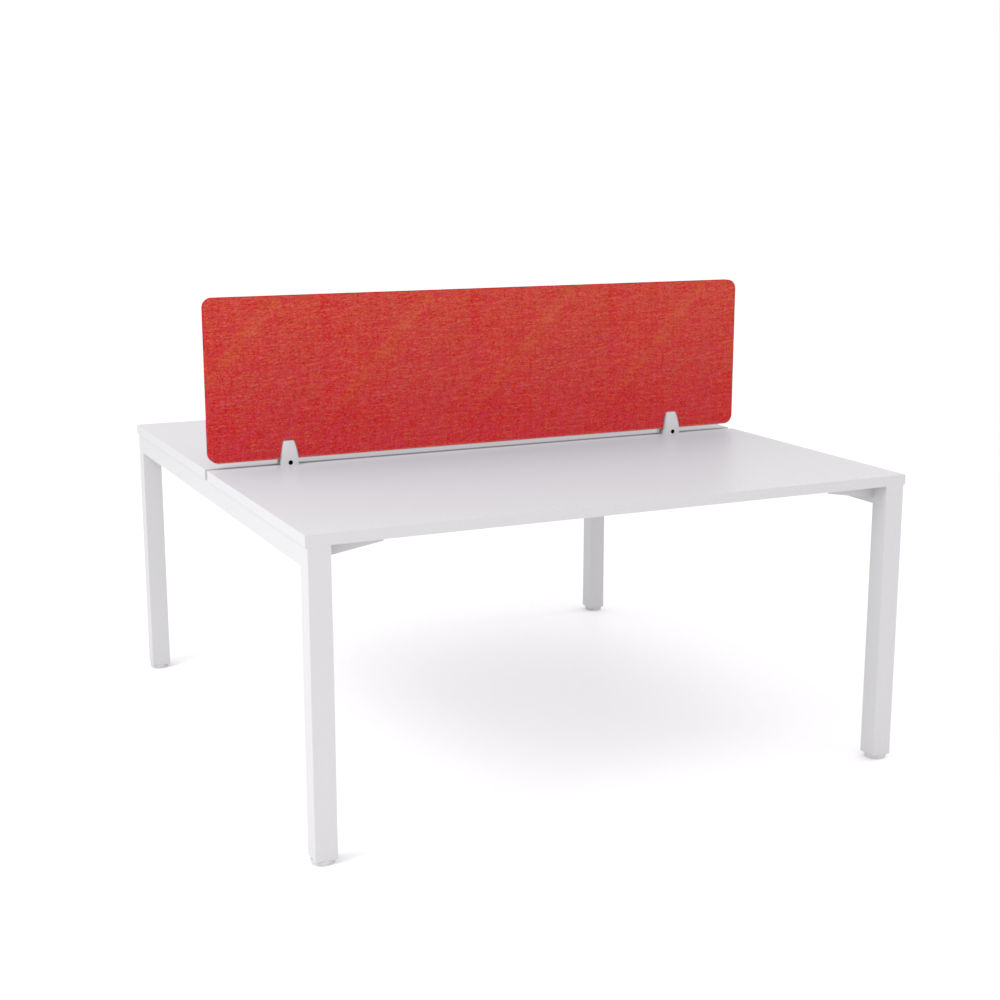 California Office Workstations (Straight Legs) 2-User Double-Sided Desk With Acoustic Screen (Red)