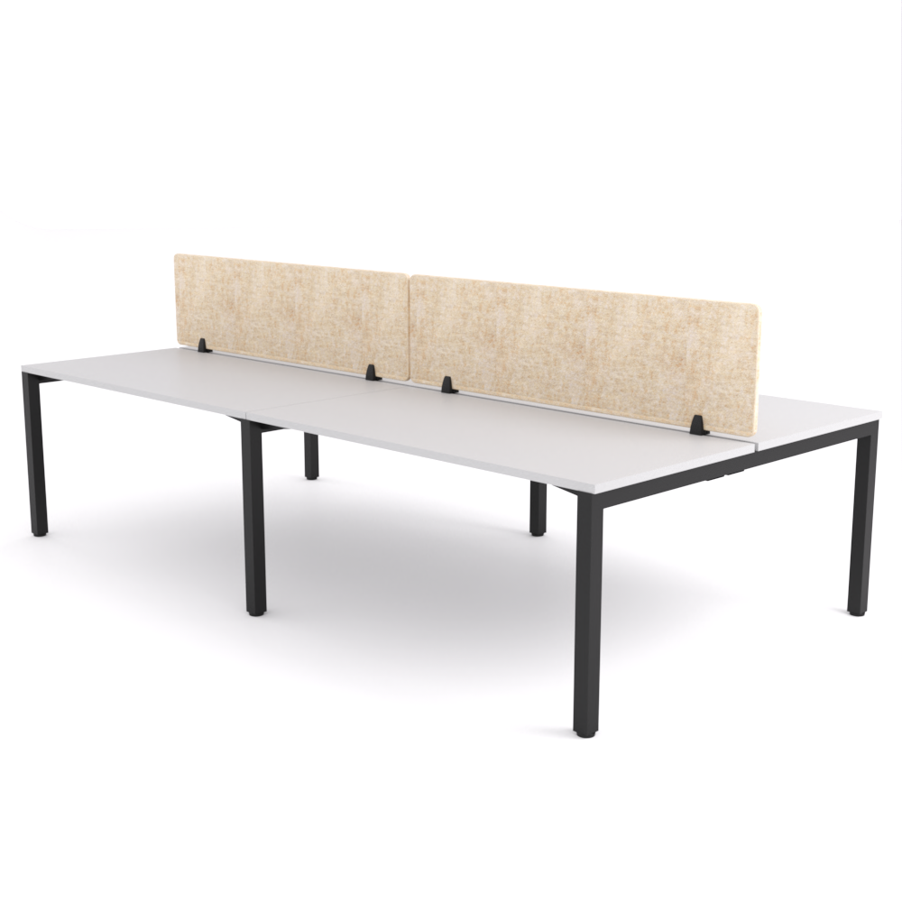 California Office Workstations (Straight Legs) 4-User Double-Sided Desk With AcoustiQ Screen (Natural Screen)