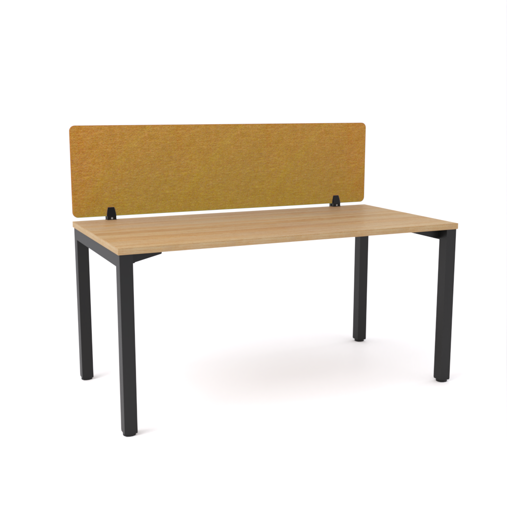 California Office Workstations (Straight Legs) 1-User Single-Sided Desk With AcoustiQ Screen (Golden Yellow Screen)