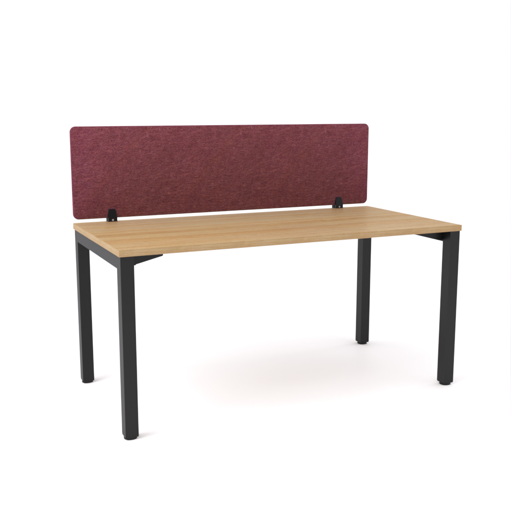 California Office Workstations (Straight Legs) 1-User Single-Sided Desk With AcoustiQ Screen (Maroon Screen)