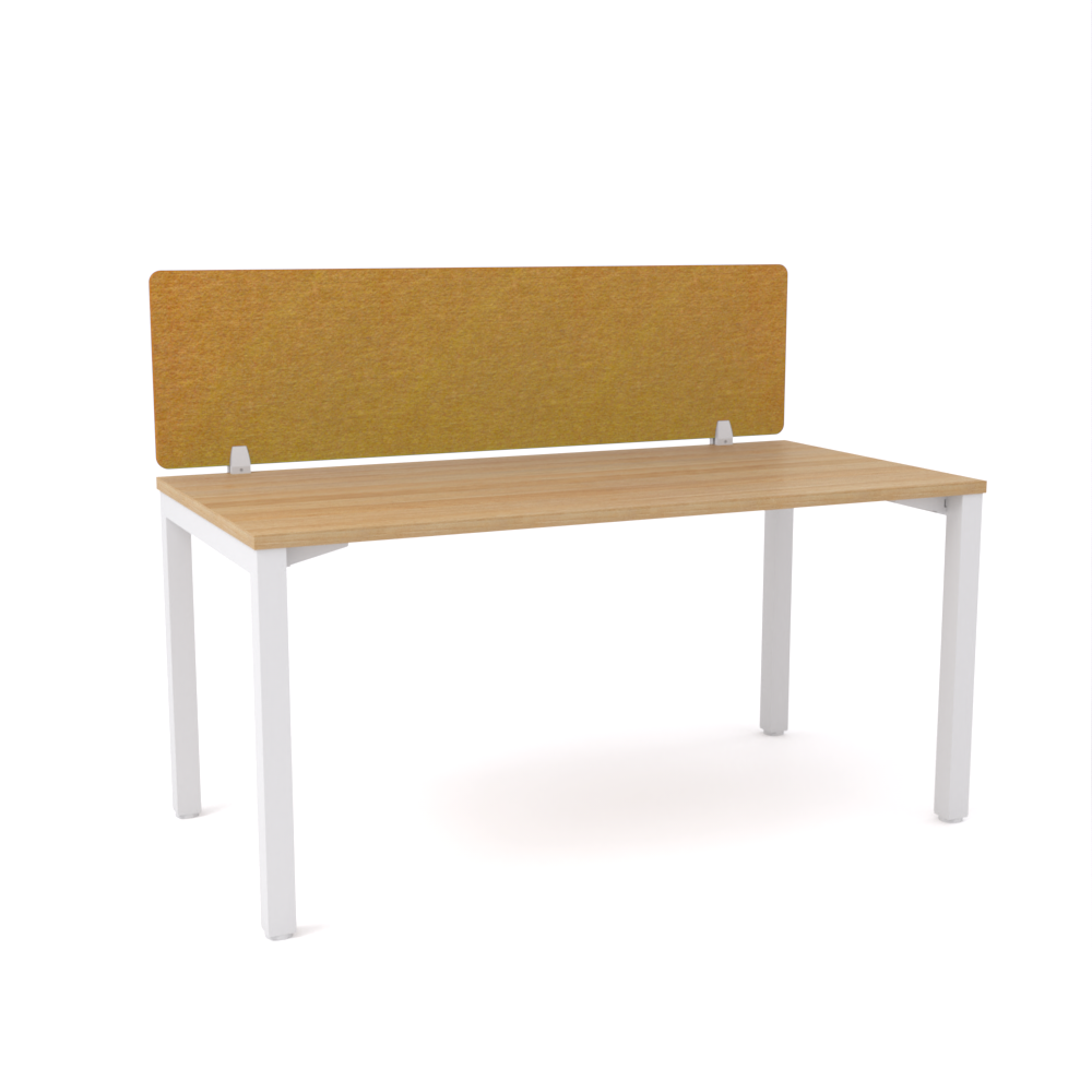 California Office Workstations (Straight Legs) 1-User Single-Sided Desk With AcoustiQ Screen (Golden Yellow Screen)