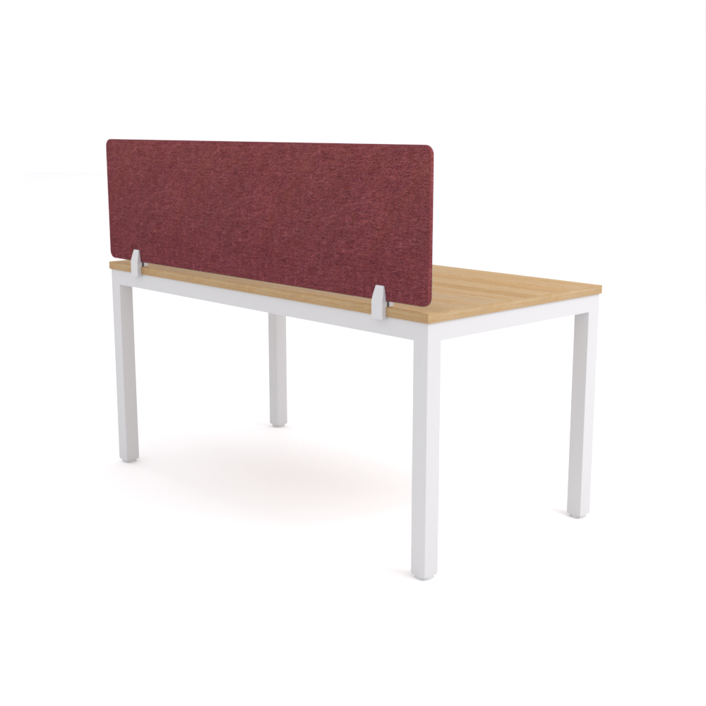 California Office Workstations (Straight Legs) 1-User Single-Sided Desk With AcoustiQ Screen (Maroon Screen)