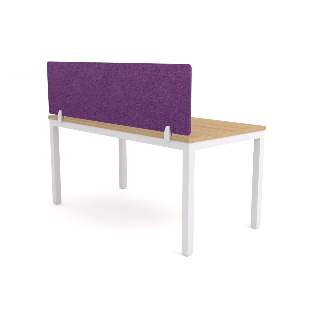 California Office Workstations (Straight Legs) 1-User Single-Sided Desk With AcoustiQ Screen (Purple Screen)