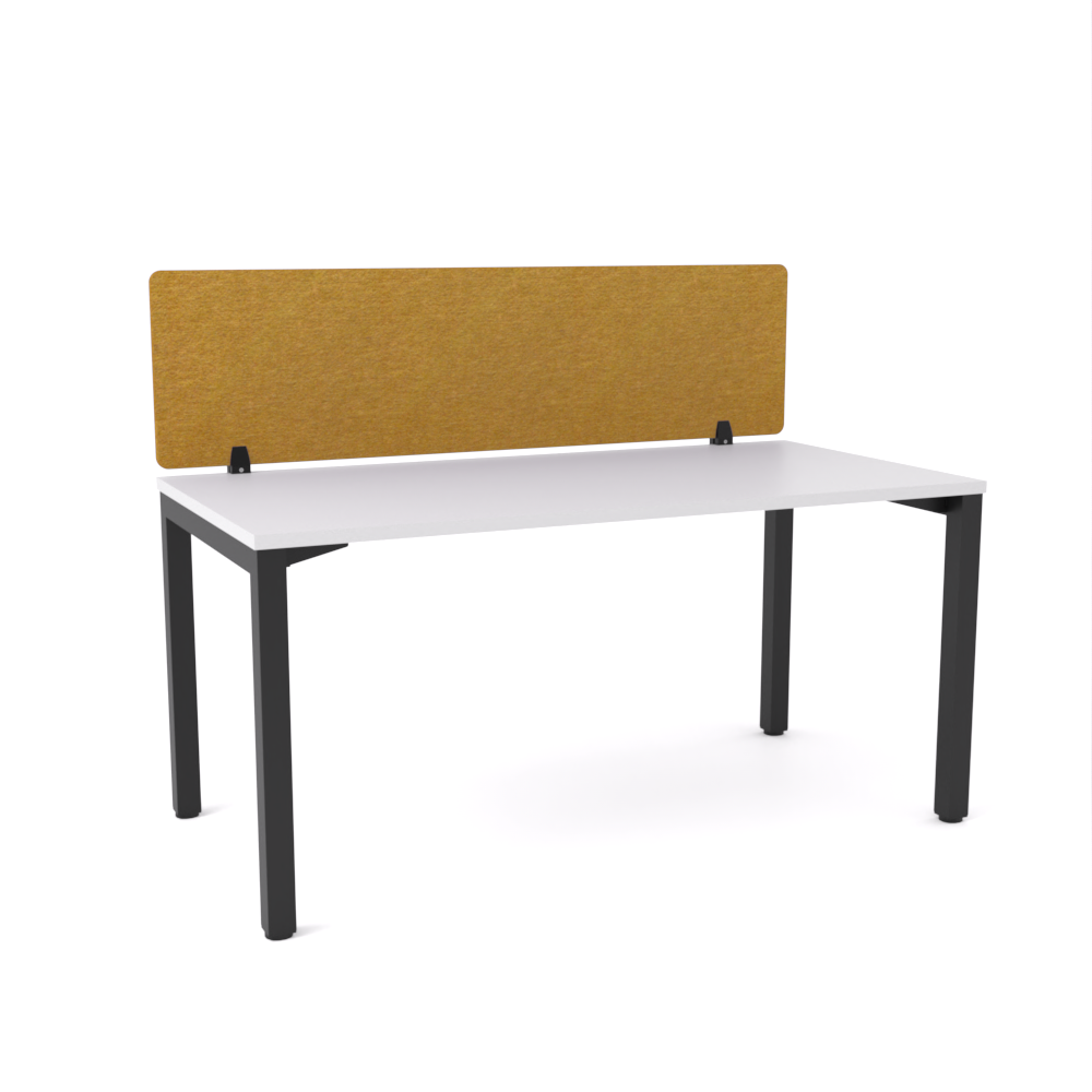 California Office Workstations (Straight Legs) 1-User Single-Sided Desk With AcoustiQ Screen (Golden Yellow Screen)