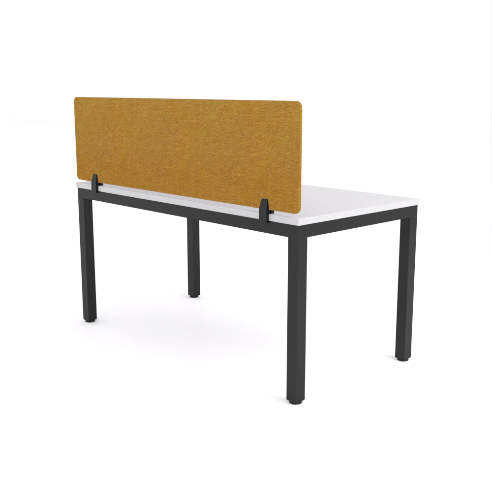 California Office Workstations (Straight Legs) 1-User Single-Sided Desk With AcoustiQ Screen (Golden Yellow Screen)