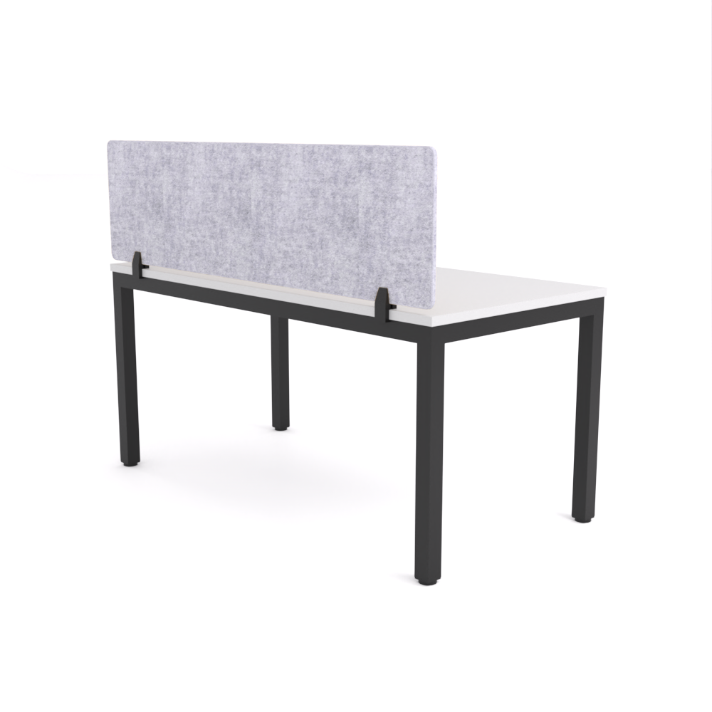 California Office Workstations (Straight Legs) 1-User Single-Sided Desk With AcoustiQ Screen (Marble Gray Screen)