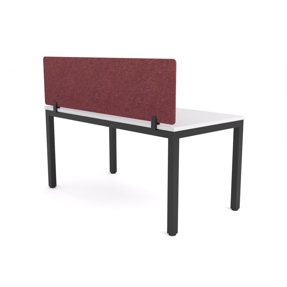 California Office Workstations (Straight Legs) 1-User Single-Sided Desk With AcoustiQ Screen (Maroon Screen)