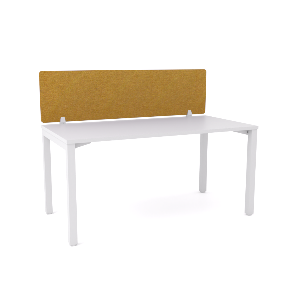 California Office Workstations (Straight Legs) 1-User Single-Sided Desk With AcoustiQ Screen (Golden Yellow Screen)