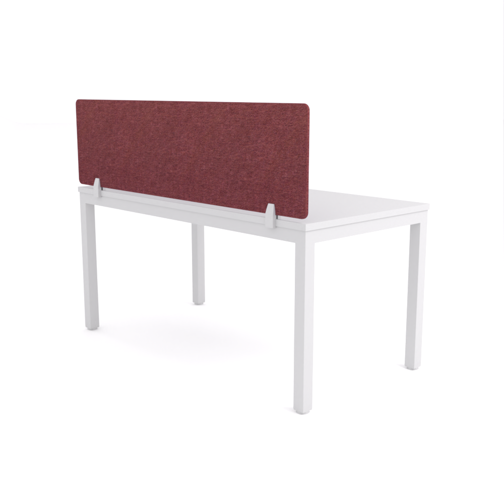 California Office Workstations (Straight Legs) 1-User Single-Sided Desk With AcoustiQ Screen (Maroon Screen)