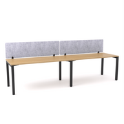 California Office Workstations (Straight Legs) 2-User Single-Sided Desk With AcoustiQ Screen (Marble Gray Screen)