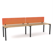 California Office Workstations (Straight Legs) 2-User Single-Sided Desk With AcoustiQ Screen (Orange Screen)