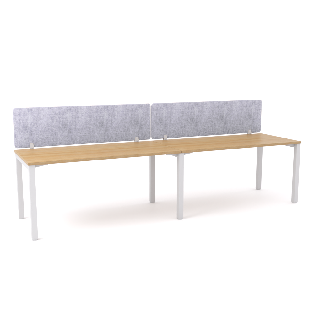 California Office Workstations (Straight Legs) 2-User Single-Sided Desk With AcoustiQ Screen (Marble Gray Screen)
