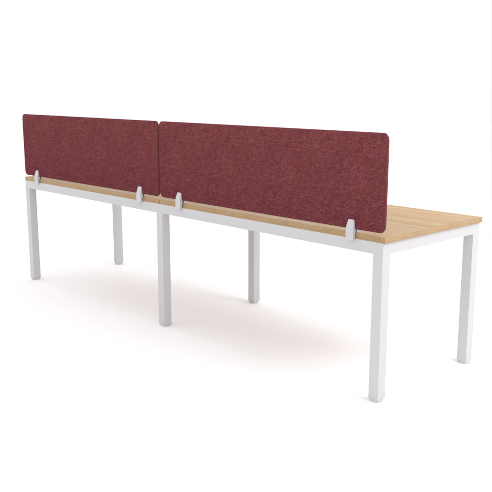 California Office Workstations (Straight Legs) 2-User Single-Sided Desk With AcoustiQ Screen (Maroon Screen)