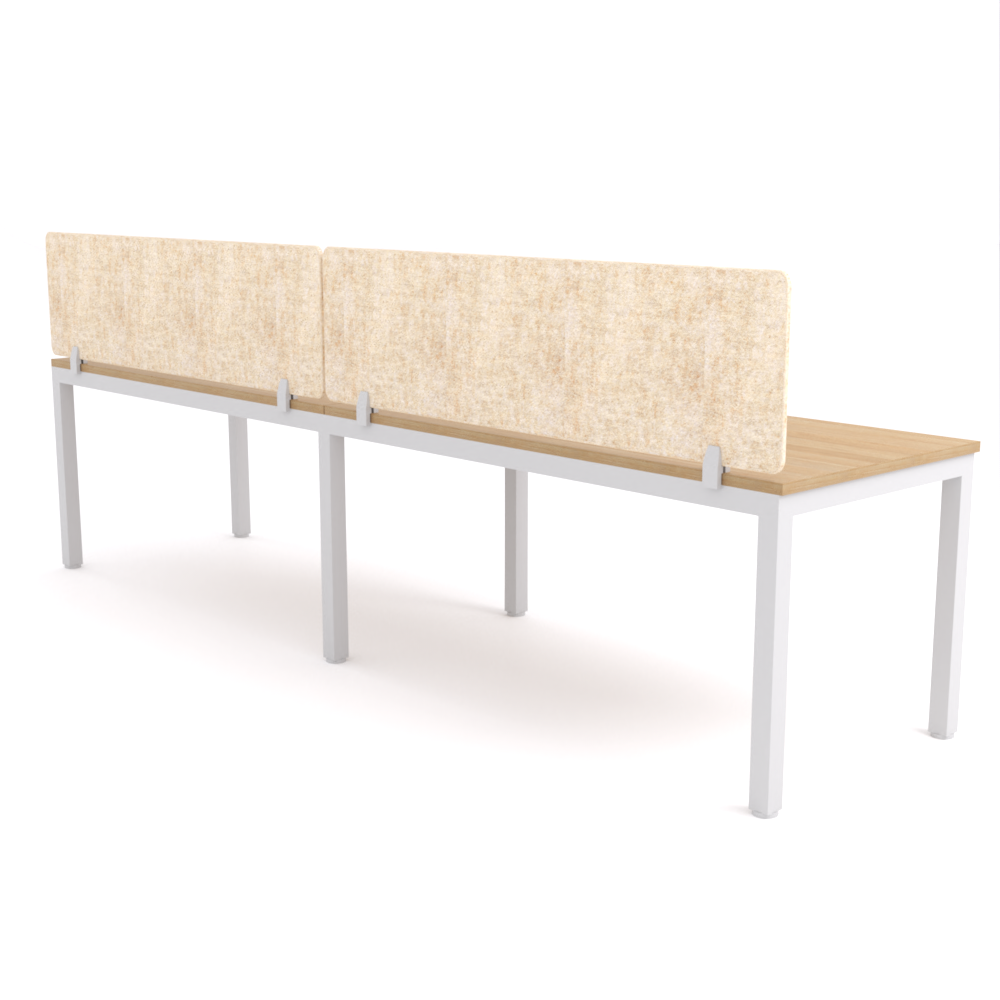 California Office Workstations (Straight Legs) 2-User Single-Sided Desk With AcoustiQ Screen (Natural Screen)
