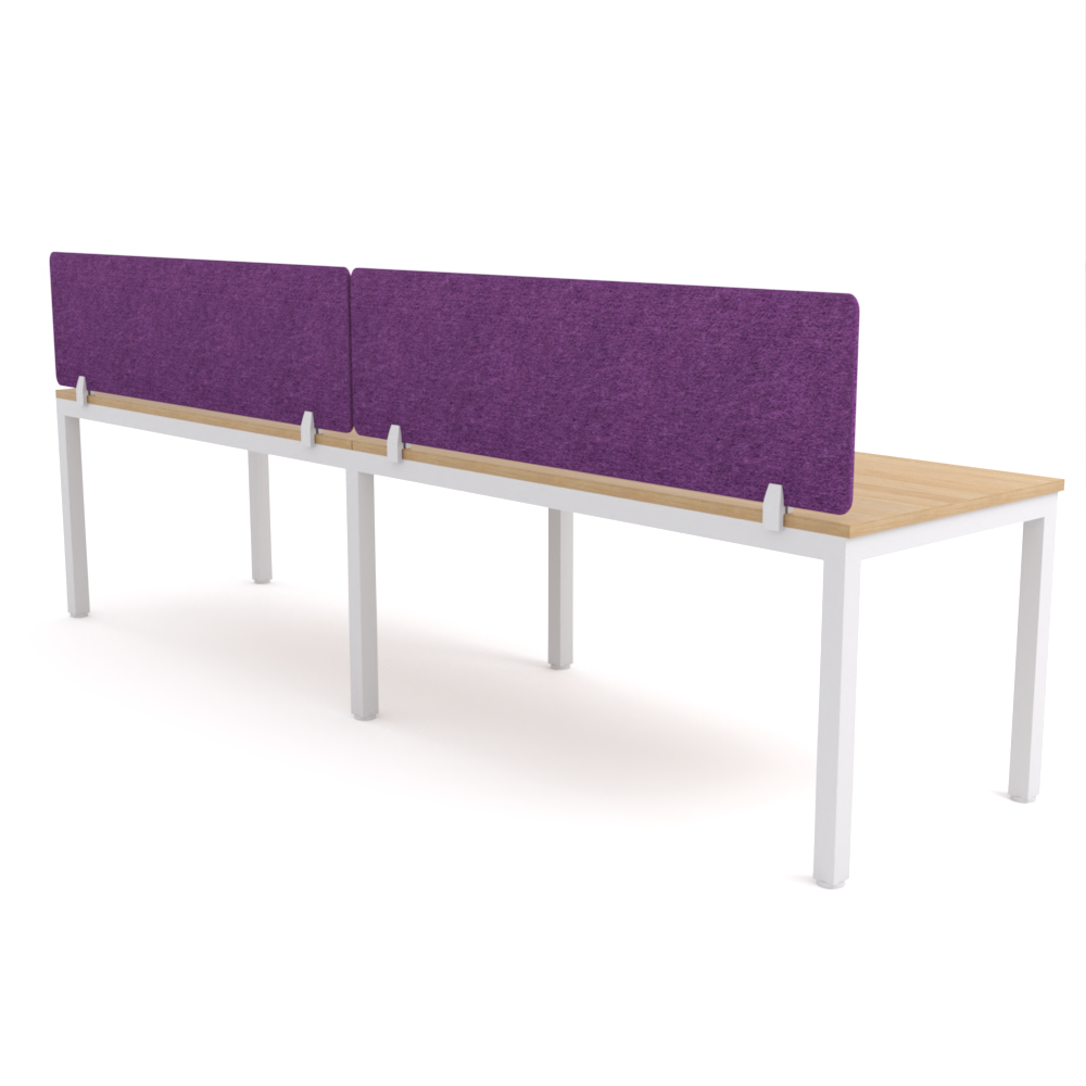 California Office Workstations (Straight Legs) 2-User Single-Sided Desk With AcoustiQ Screen (Purple Screen)