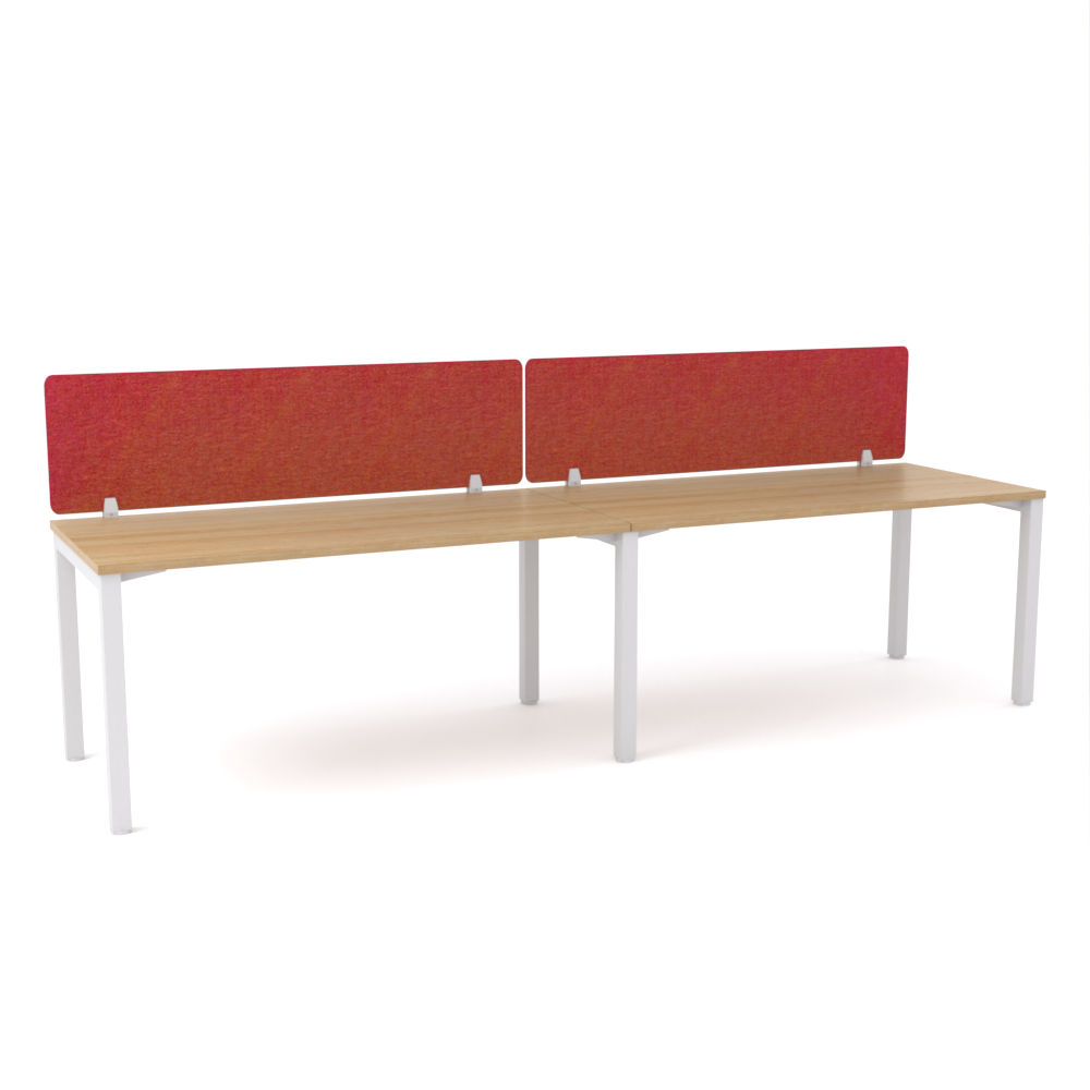 California Office Workstations (Straight Legs) 2-User Single-Sided Desk With AcoustiQ Screen (Red Screen)