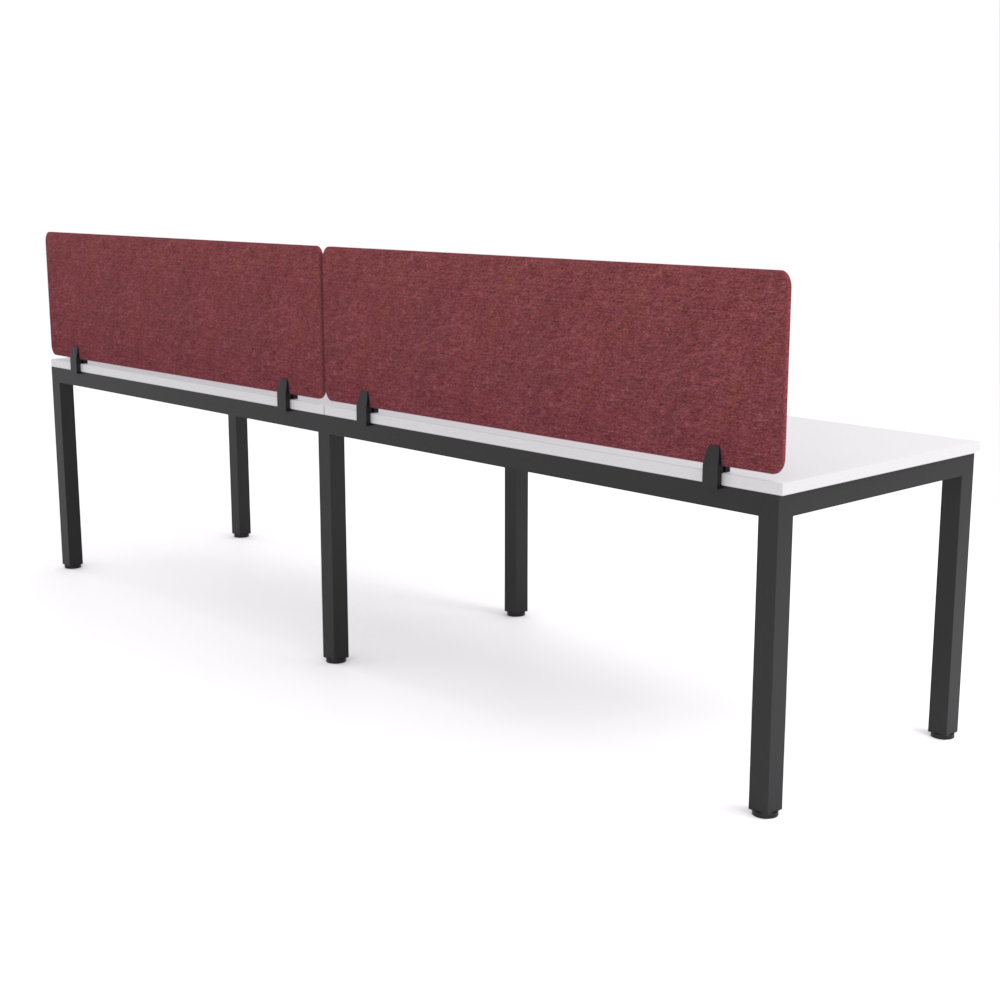 California Office Workstations (Straight Legs) 2-User Single-Sided Desk With AcoustiQ Screen (Maroon Screen)
