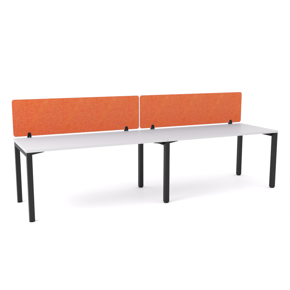 California Office Workstations (Straight Legs) 2-User Single-Sided Desk With AcoustiQ Screen (Orange Screen)