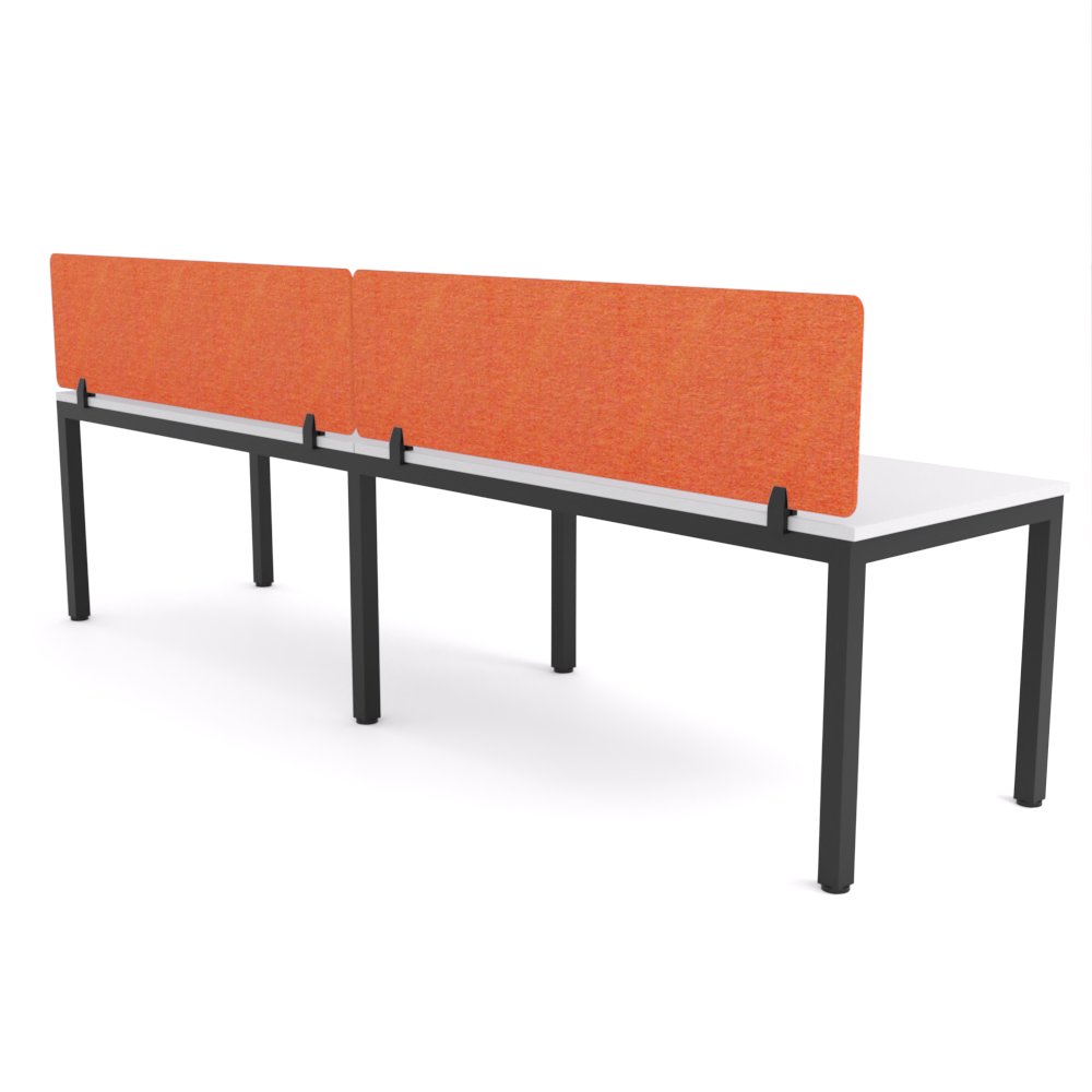 California Office Workstations (Straight Legs) 2-User Single-Sided Desk With AcoustiQ Screen (Orange Screen)