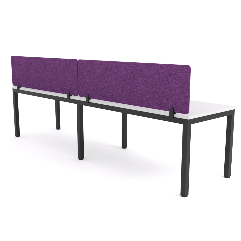 California Office Workstations (Straight Legs) 2-User Single-Sided Desk With AcoustiQ Screen (Purple Screen)