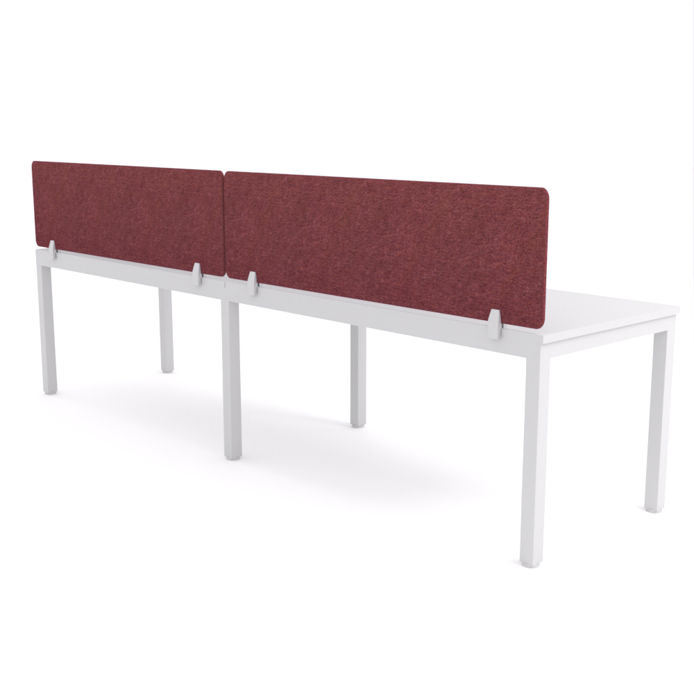 California Office Workstations (Straight Legs) 2-User Single-Sided Desk With AcoustiQ Screen (Maroon Screen)