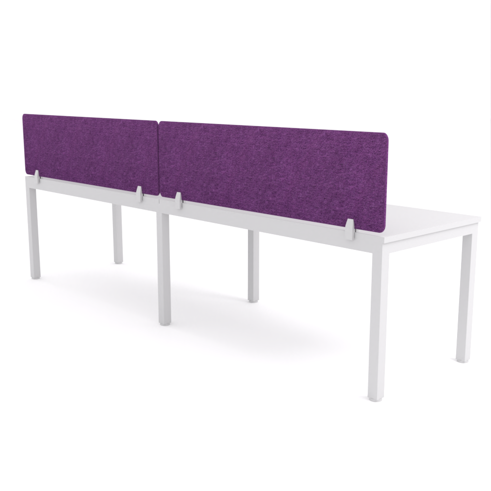 California Office Workstations (Straight Legs) 2-User Single-Sided Desk With AcoustiQ Screen (Purple Screen)